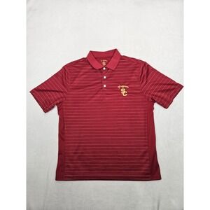 USC Trojans Men's Polo Shirt Size Large Red Striped NCAA College‎ University